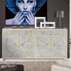 New Wohnen Sideboard in White Wash und Pastellfarben - Cranita