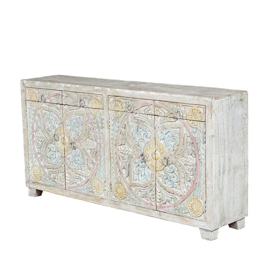 New Wohnen Sideboard in White Wash und Pastellfarben - Cranita