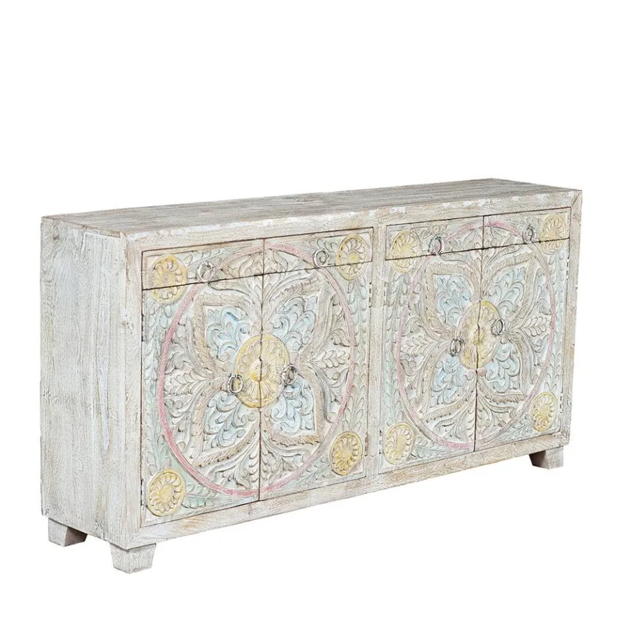 New Wohnen Sideboard in White Wash und Pastellfarben - Cranita