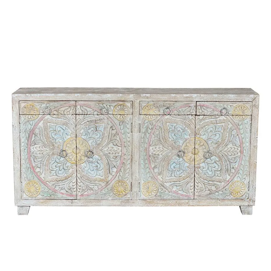 New Wohnen Sideboard in White Wash und Pastellfarben - Cranita