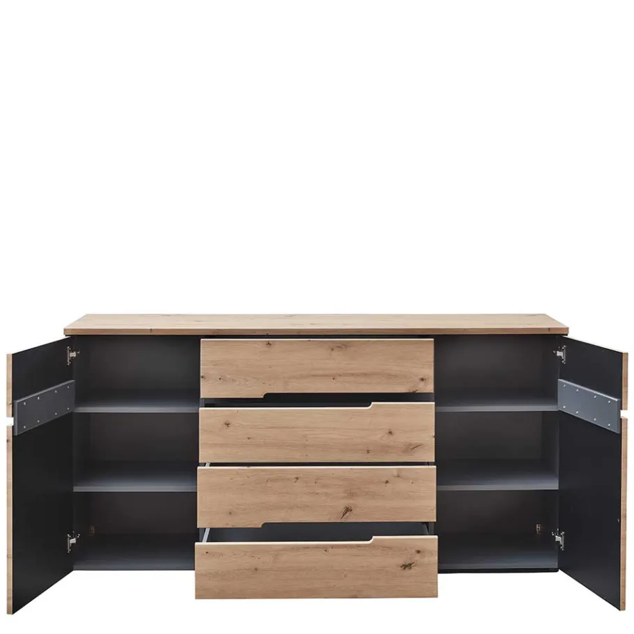 Wohnen Sideboard in Wildeiche & Dunkelgrau - Kuetra