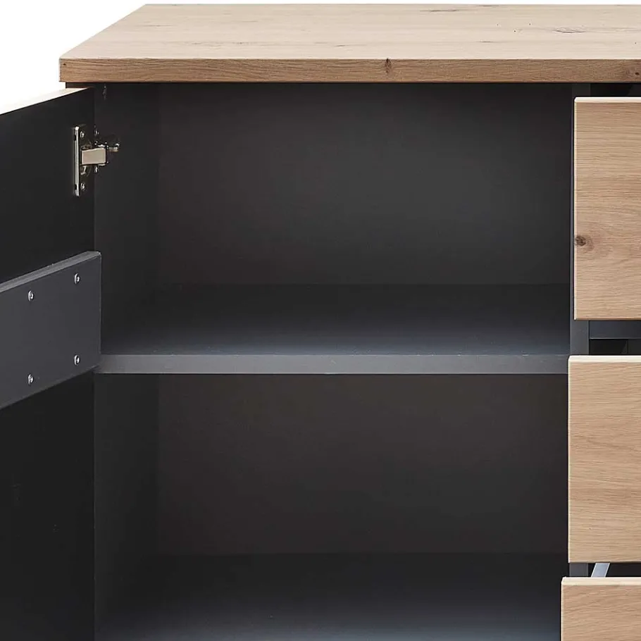 Wohnen Sideboard in Wildeiche & Dunkelgrau - Kuetra