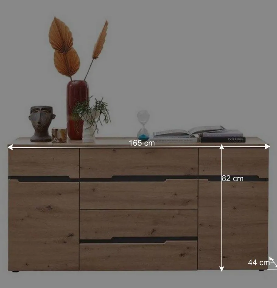 Wohnen Sideboard in Wildeiche & Dunkelgrau - Kuetra
