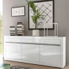 Online Wohnen Sideboard mit 3 gedämpften Türen Mextra in Weiß Hochglanz