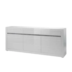 Online Wohnen Sideboard mit 3 gedämpften Türen Mextra in Weiß Hochglanz