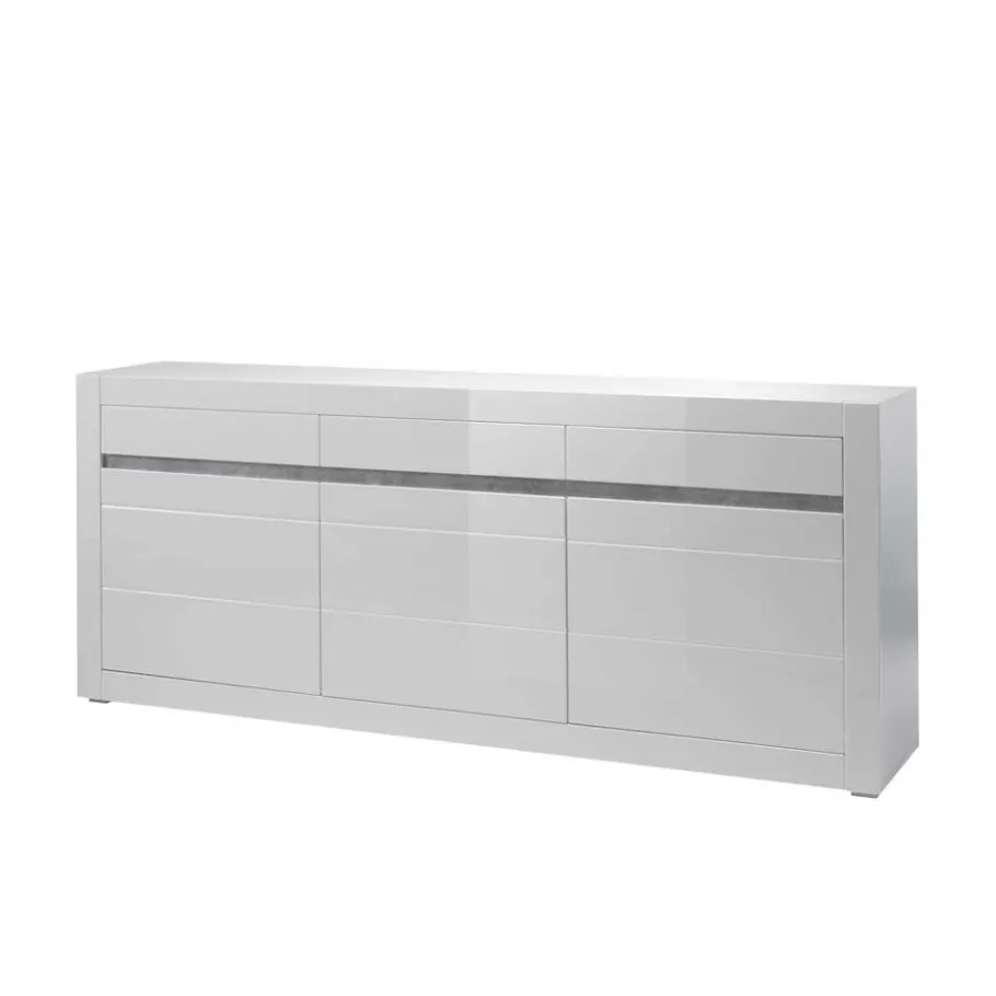 Online Wohnen Sideboard mit 3 gedämpften Türen Mextra in Weiß Hochglanz