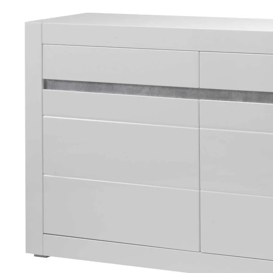 Online Wohnen Sideboard mit 3 gedämpften Türen Mextra in Weiß Hochglanz