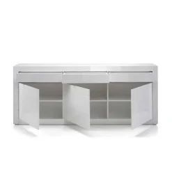 Online Wohnen Sideboard mit 3 gedämpften Türen Mextra in Weiß Hochglanz