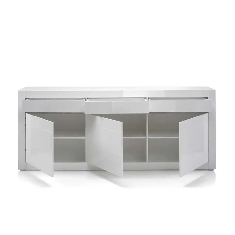 Online Wohnen Sideboard mit 3 gedämpften Türen Mextra in Weiß Hochglanz