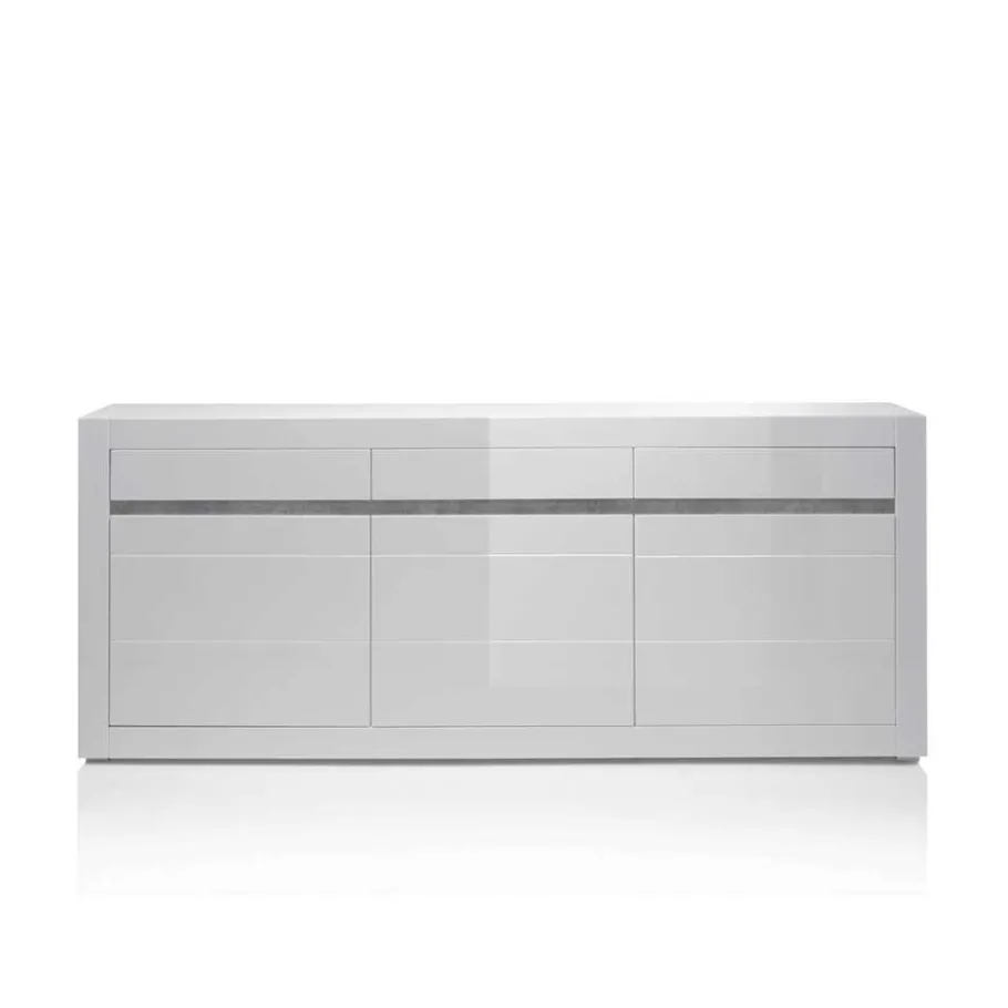 Online Wohnen Sideboard mit 3 gedämpften Türen Mextra in Weiß Hochglanz