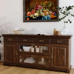 Clearance Wohnen Sideboard mit Glas im Kolonialstil - Jurcavs