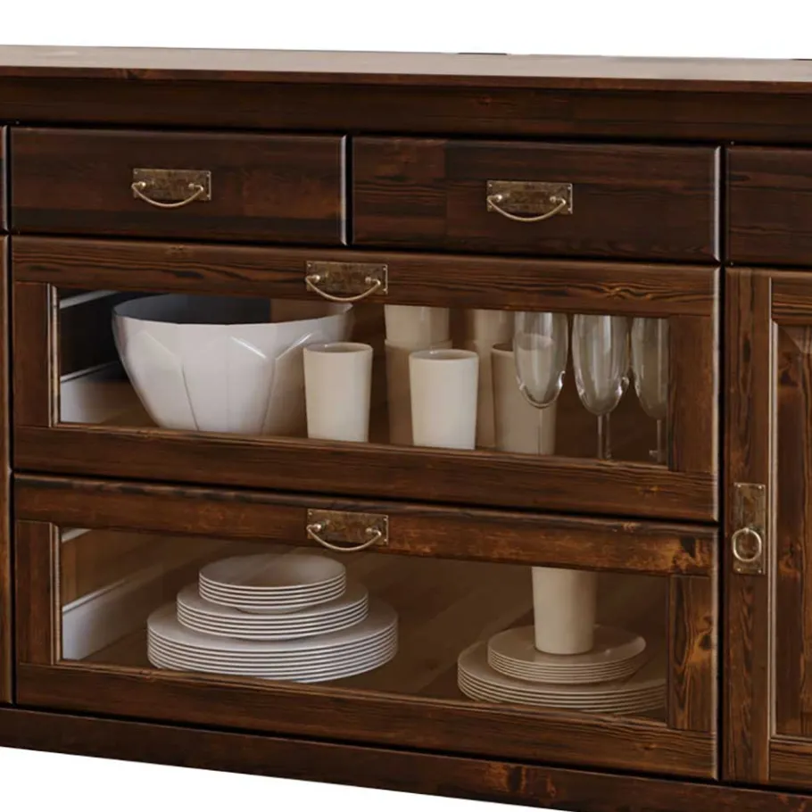 Clearance Wohnen Sideboard mit Glas im Kolonialstil - Jurcavs