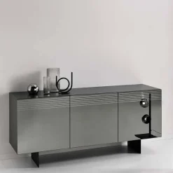 Outlet Wohnen Sideboard mit Spiegelglas Front in Rauchgrau - Tyron