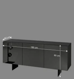 Outlet Wohnen Sideboard mit Spiegelglas Front in Rauchgrau - Tyron