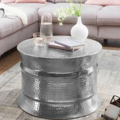 Clearance Wohnen Silberfarbener Couchtisch aus Aluminium - Lucaz