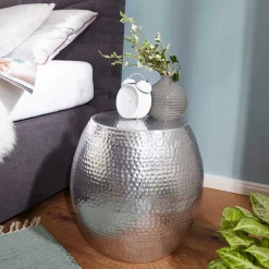 Discount Wohnen Silberner Beitisch aus Aluminium - Moyico
