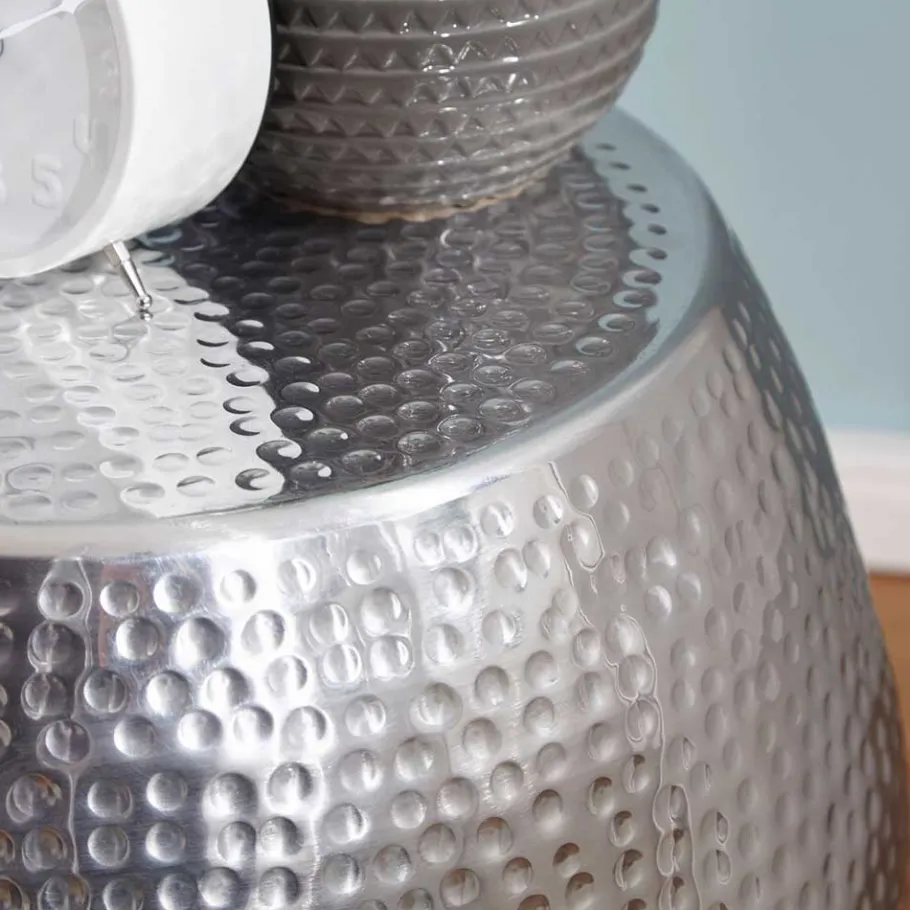 Discount Wohnen Silberner Beitisch aus Aluminium - Moyico