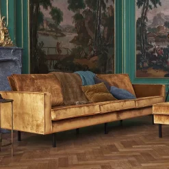 Clearance Wohnen 3-Sitzer Samtcouch in Honig Gelb - Saguan