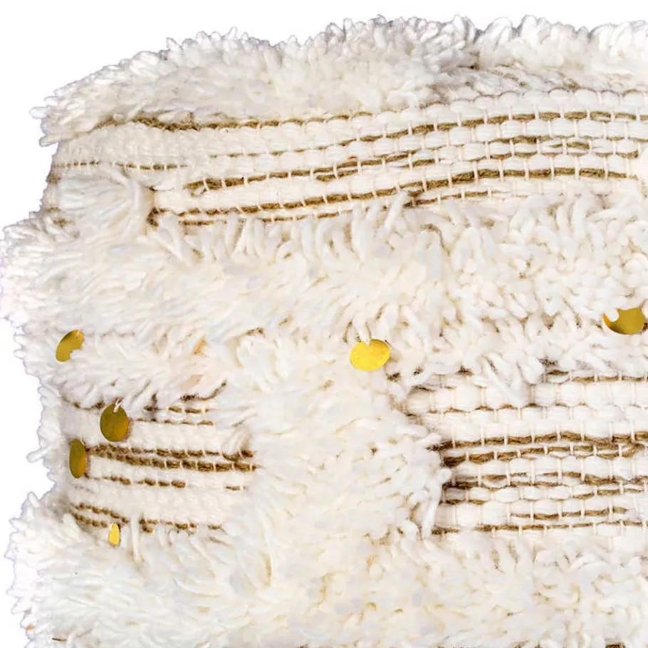 Outlet Wohnen Sitzhocker in Creme mit Khaki - Clarina
