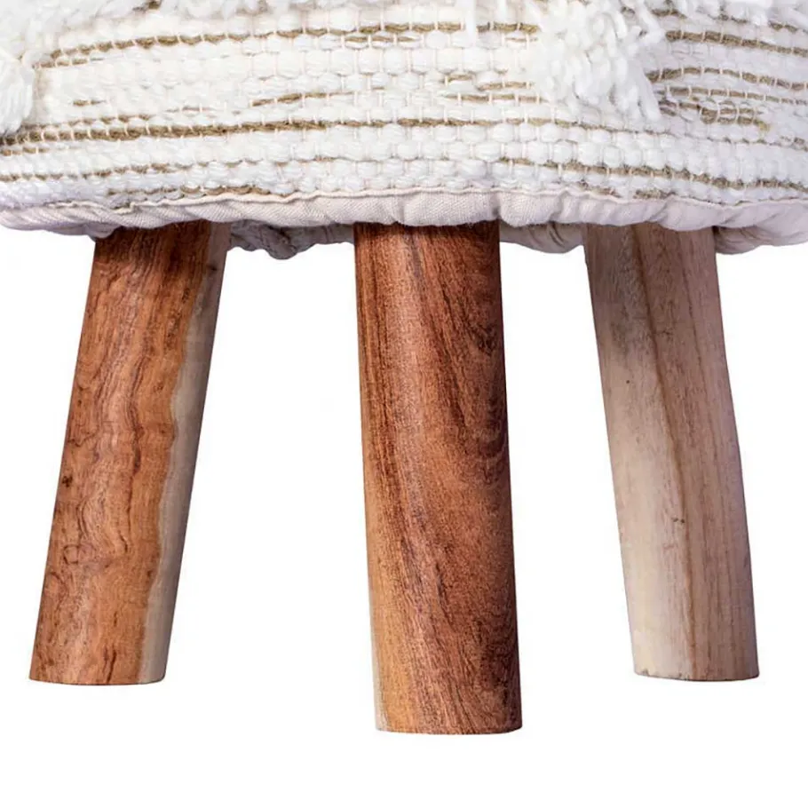 Outlet Wohnen Sitzhocker in Creme mit Khaki - Clarina