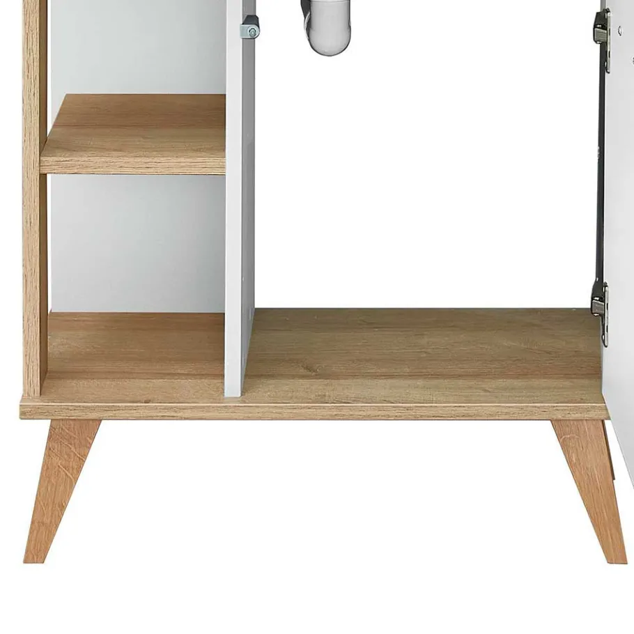 New Wohnen Skandi Badmöbel Set in Weiß - Timur (dreiteilig)