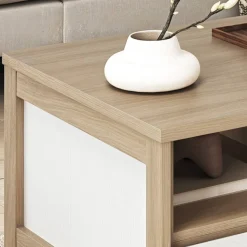 Outlet Wohnen Skandi Couchtisch in Weiß und Eiche Dekor - Ovidio