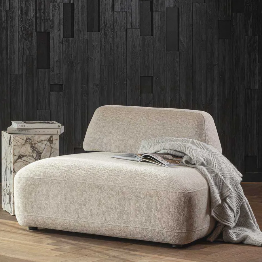 Clearance Wohnen Skandi Designsessel in Beige Strukturstoff - Samuele