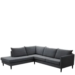 Wohnen Skandi Ecksofa in Anthrazit mit Schwarz - Soltropa