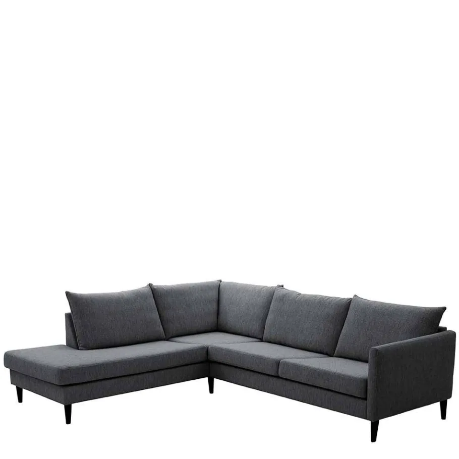 Wohnen Skandi Ecksofa in Anthrazit mit Schwarz - Soltropa