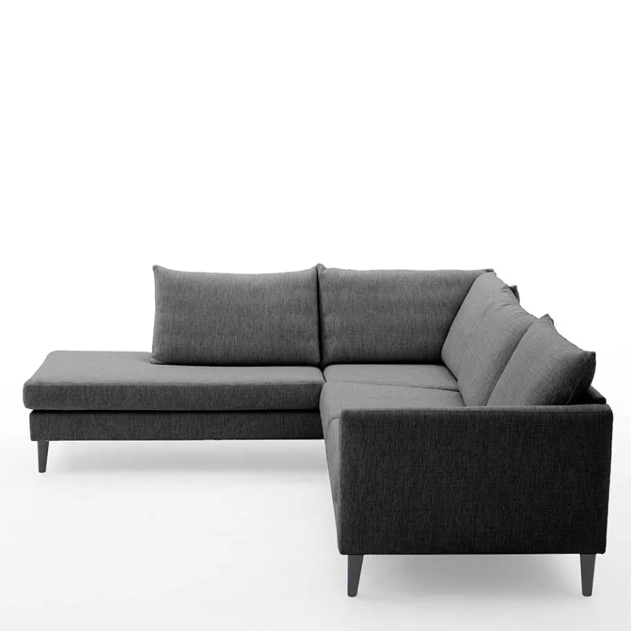 Wohnen Skandi Ecksofa in Anthrazit mit Schwarz - Soltropa