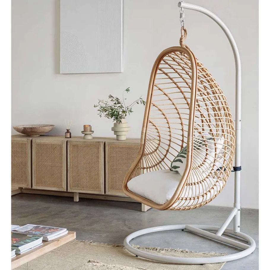 Discount Wohnen Skandi Hängesessel aus Rattan Geflecht - Palencia