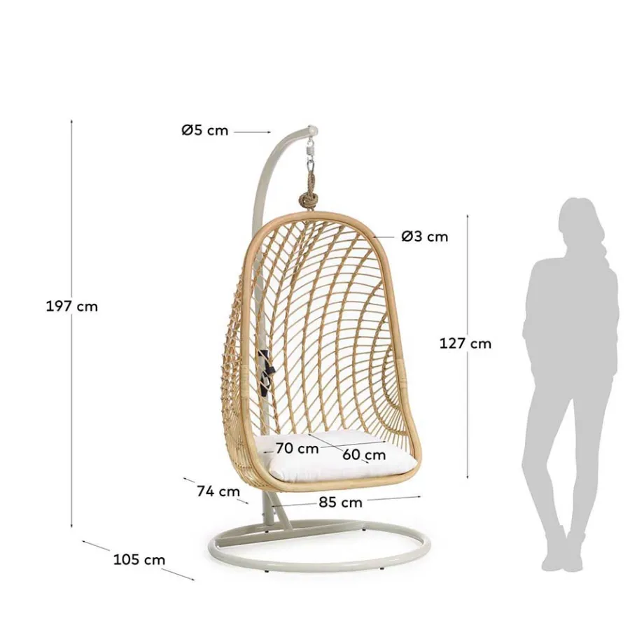 Discount Wohnen Skandi Hängesessel aus Rattan Geflecht - Palencia