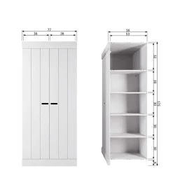Best Wohnen Skandi Kleiderschrank in Weiß - Mattressa I