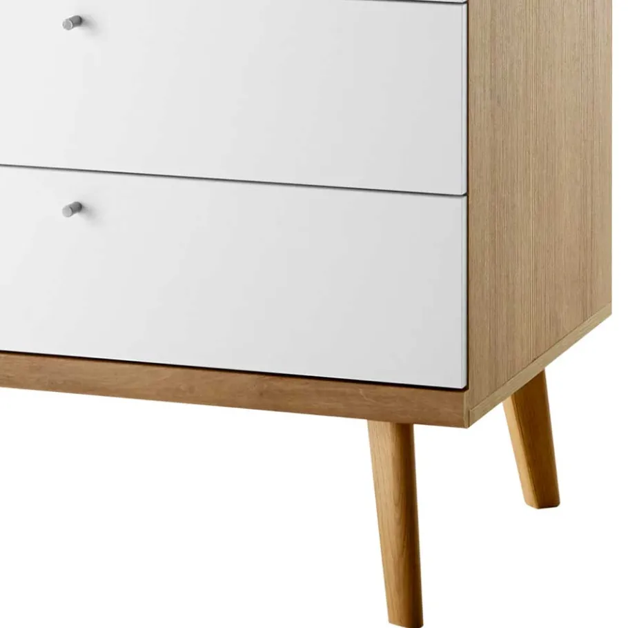 Wohnen Skandi Kleiderschrank in Weiß & Eiche - Cablos
