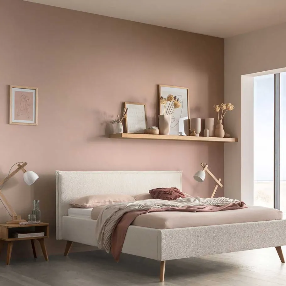 Sale Wohnen Skandi Polsterbett in Creme Boucle - Jandaria