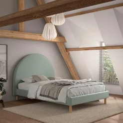 Discount Wohnen Skandi Polsterbett in Grün Boucle - Skylab