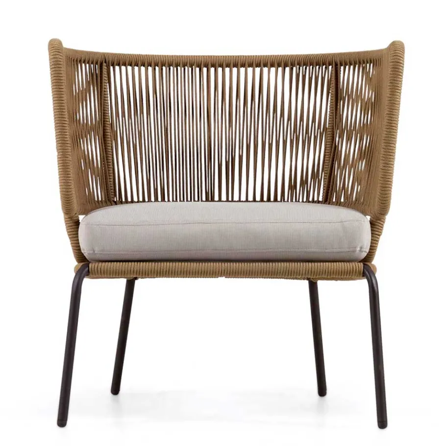 Discount Wohnen Skandi Sessel aus Geflecht Kordel in Beige - Suvacol (2er Set)