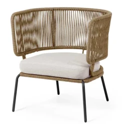 Discount Wohnen Skandi Sessel aus Geflecht Kordel in Beige - Suvacol (2er Set)