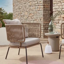 Discount Wohnen Skandi Sessel aus Geflecht Kordel in Beige - Suvacol (2er Set)