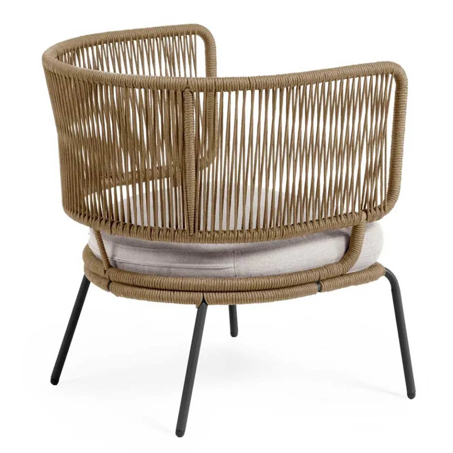 Discount Wohnen Skandi Sessel aus Geflecht Kordel in Beige - Suvacol (2er Set)