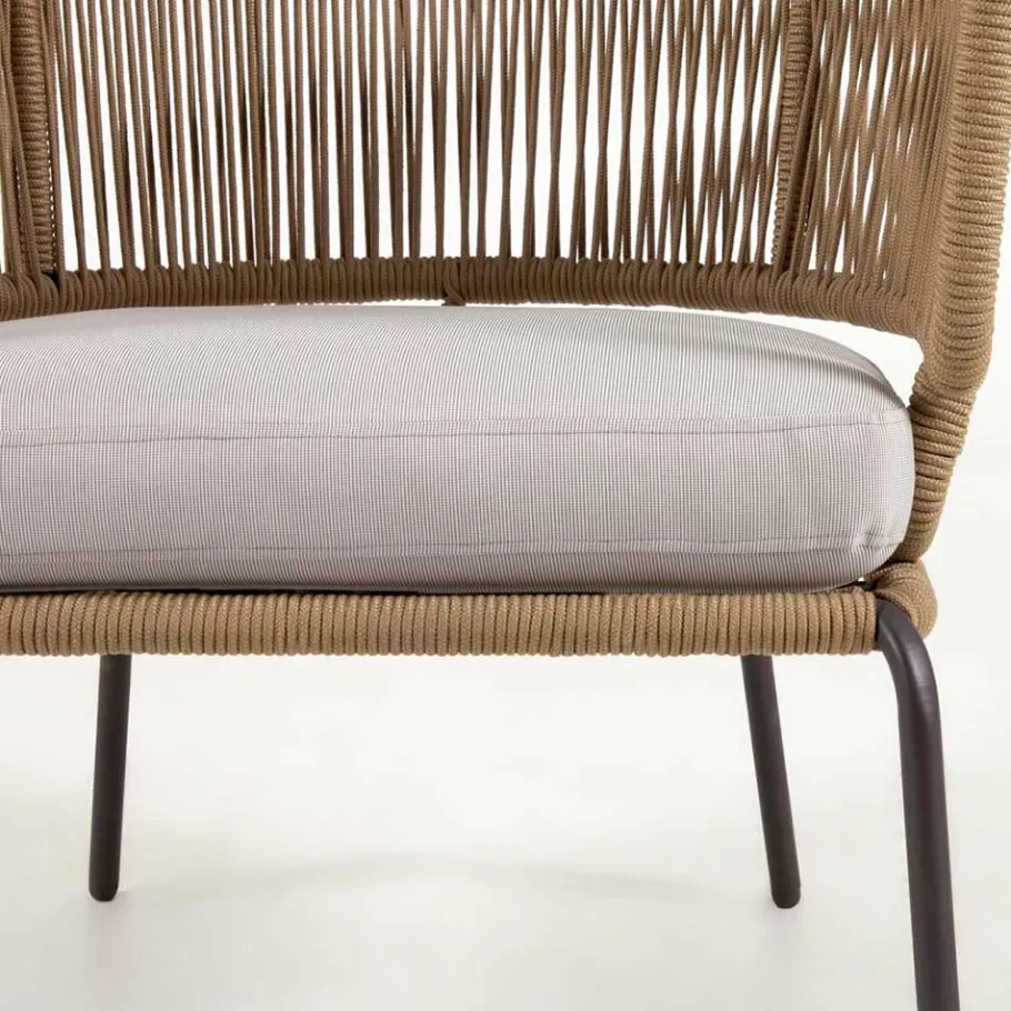 Discount Wohnen Skandi Sessel aus Geflecht Kordel in Beige - Suvacol (2er Set)