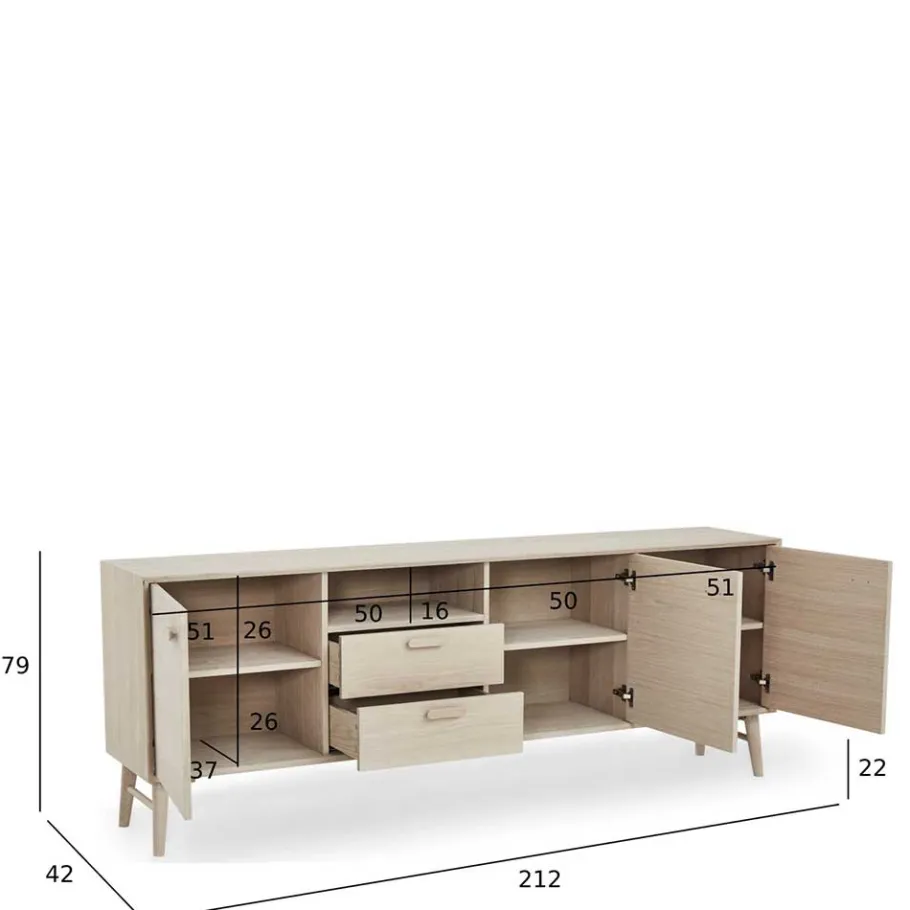 Wohnen Skandi Sideboard in Eiche Weiß - Lametla