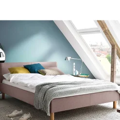 Discount Wohnen Skandi Stoffbett in Rosa - Gabrun