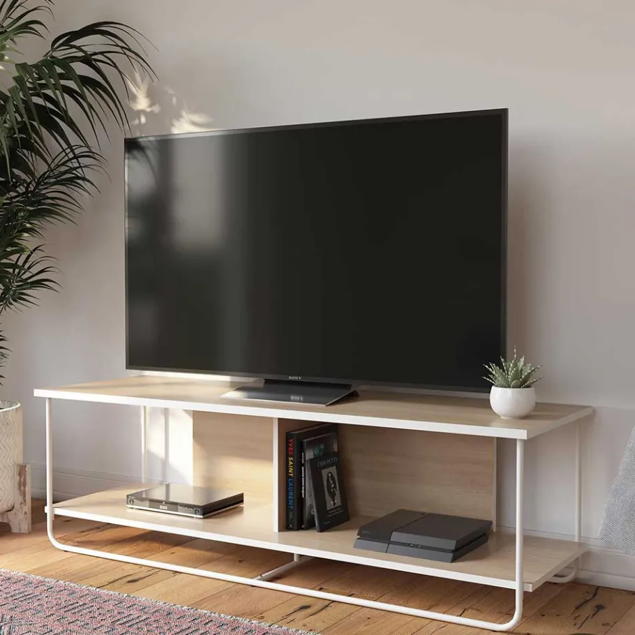 Outlet Wohnen Skandi TV Tisch in Weiß und Natur - Elmavirio