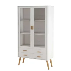 Sale Wohnen Skandi Vitrine in Weiß und Eiche Natur - Yarisis