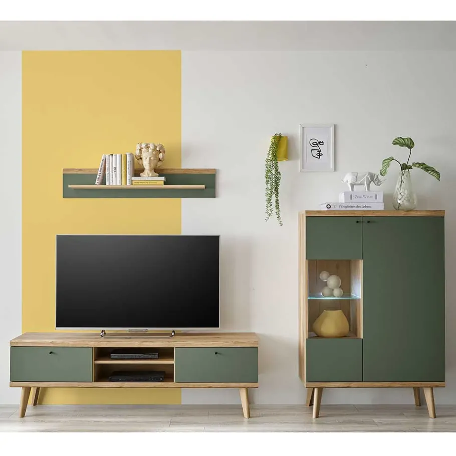Hot Wohnen Skandi Wohnzimmer Schränke & Wandboard - Oliva (dreiteilig)