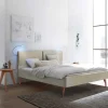 Clearance Wohnen Skandinavisches Designbett in Beige mit Kernbuche - Agruma