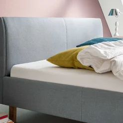 Discount Wohnen Skandinavisches Polsterbett in Hellblau Webstoff - Ortava