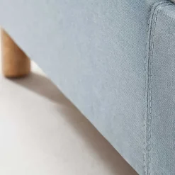 Discount Wohnen Skandinavisches Polsterbett in Hellblau Webstoff - Ortava