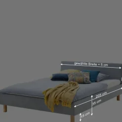Discount Wohnen Skandinavisches Polsterbett in Hellblau Webstoff - Ortava